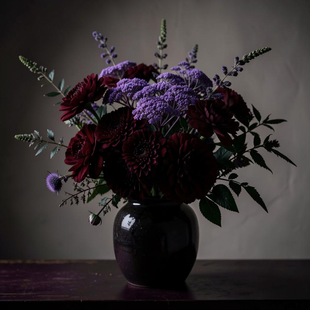 Moody Plum Centerpiece arrangement