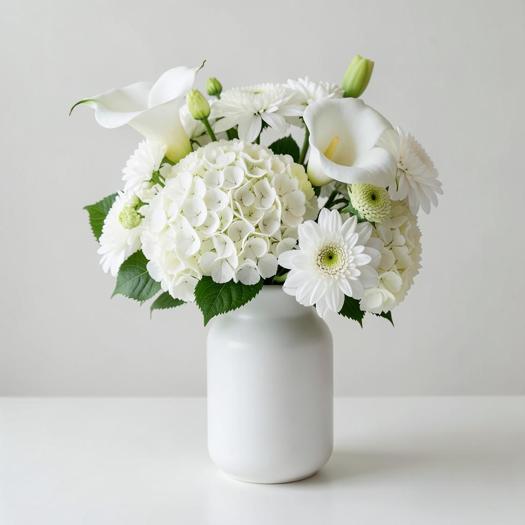 Quiet White Sympathy Vase arrangement